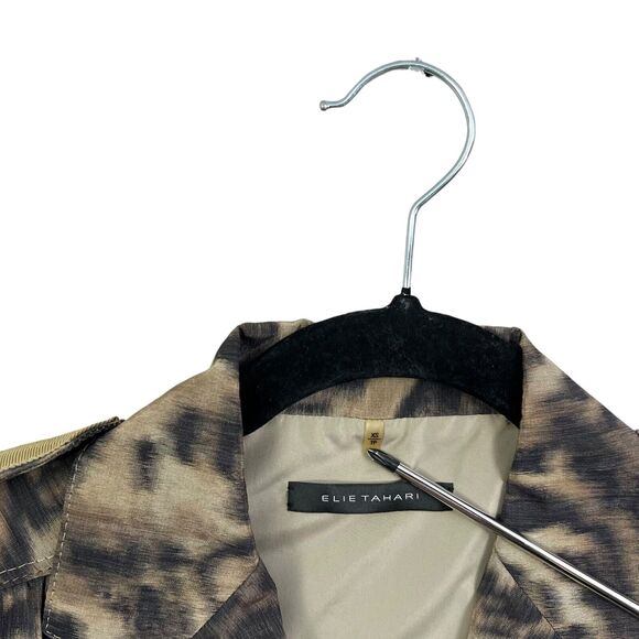 Elie Tahari‎ Womens Jacket Animal Print Lightweight Belted Lined Flap Pockets XS - Picture 4 of 6